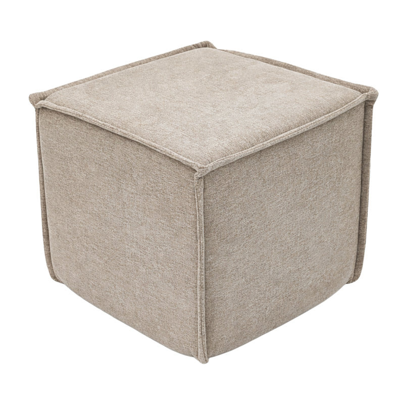 Hampton Square Pouf Ottoman - Safari Tan, Safari Tan