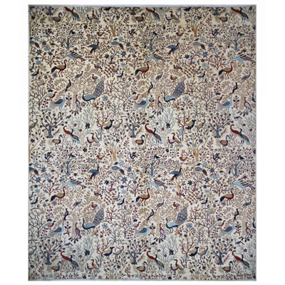High-Quality Hand-Knotted Ivory And Red Area Rug