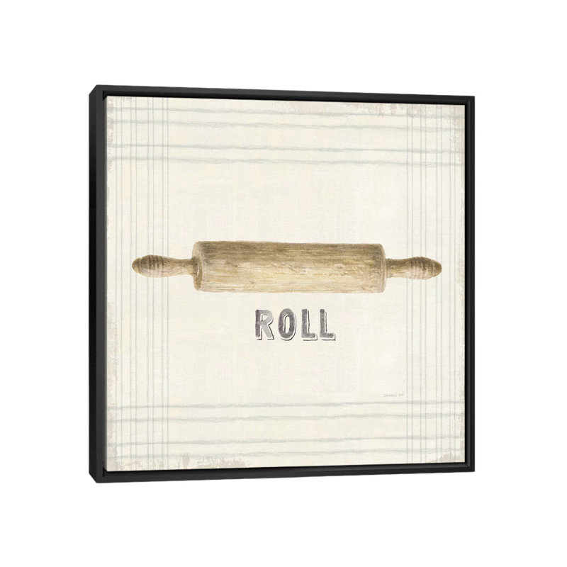 Floursack Kitchen Sign II Neutral Sq par Danhui Nai - impression d'art graphique, Toile avec cadre noir, Pas de tapis