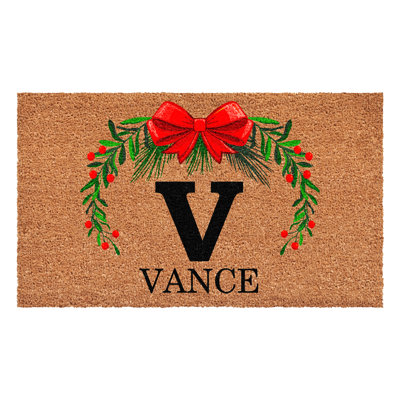 Paillasson couronne de Noël personnalisé, lettre V