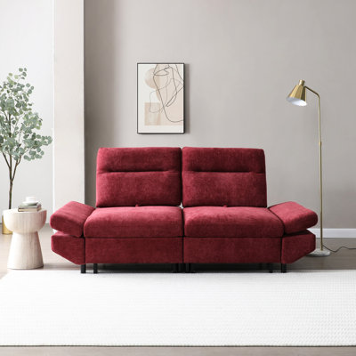 Sleeper With Chenille, Wood Frame, Adjustable , Comfortable, Burgundy Bed Construction,