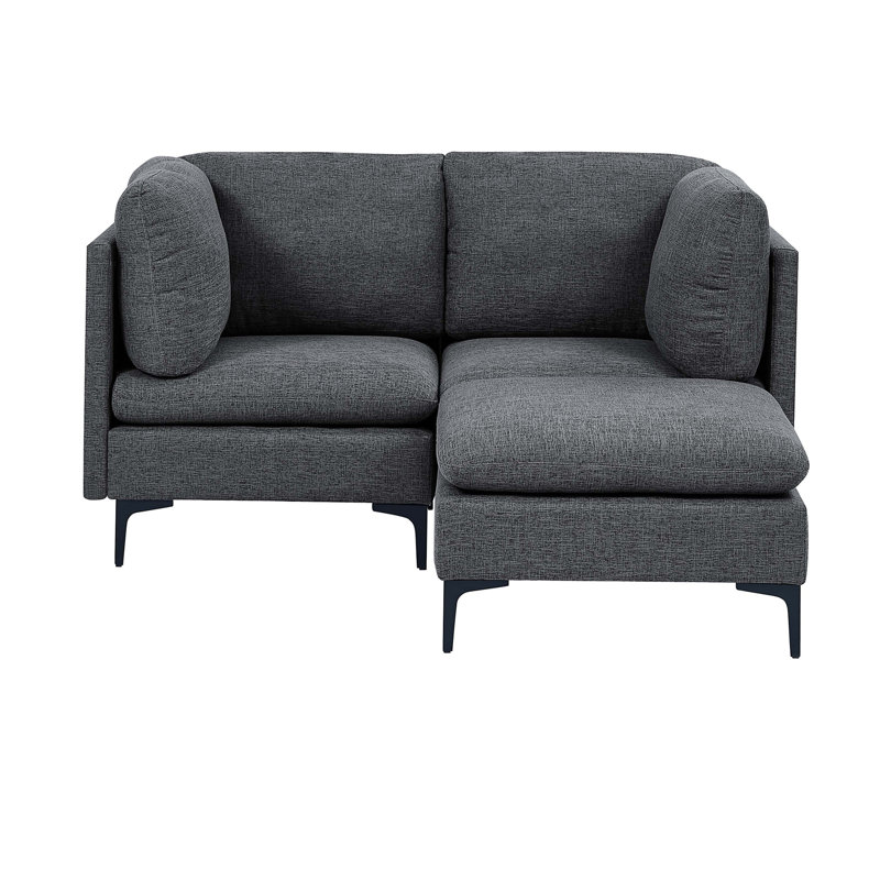 Canapé modulaire en lin rembourré avec pieds en métal, Dark Gray
