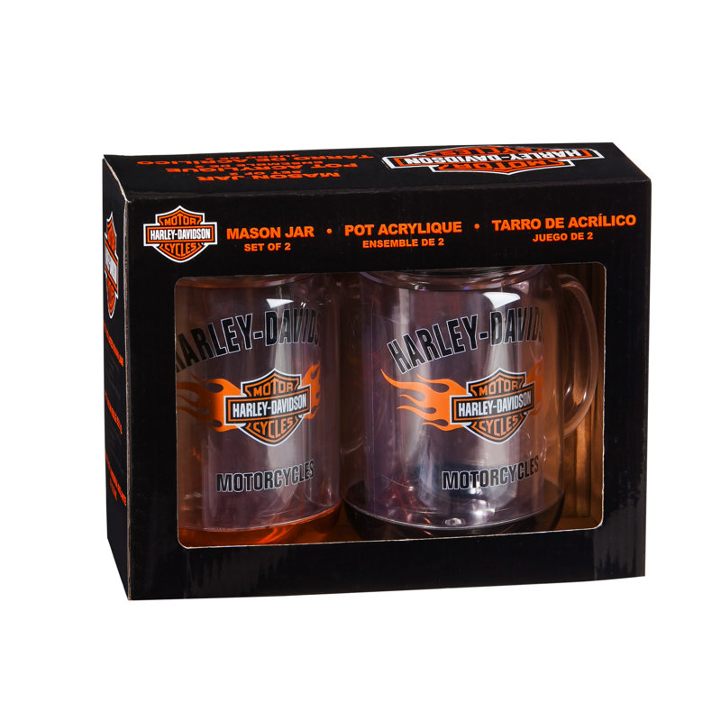 Harley-Davidson® 18 oz. Acrylic Mason Jar Set