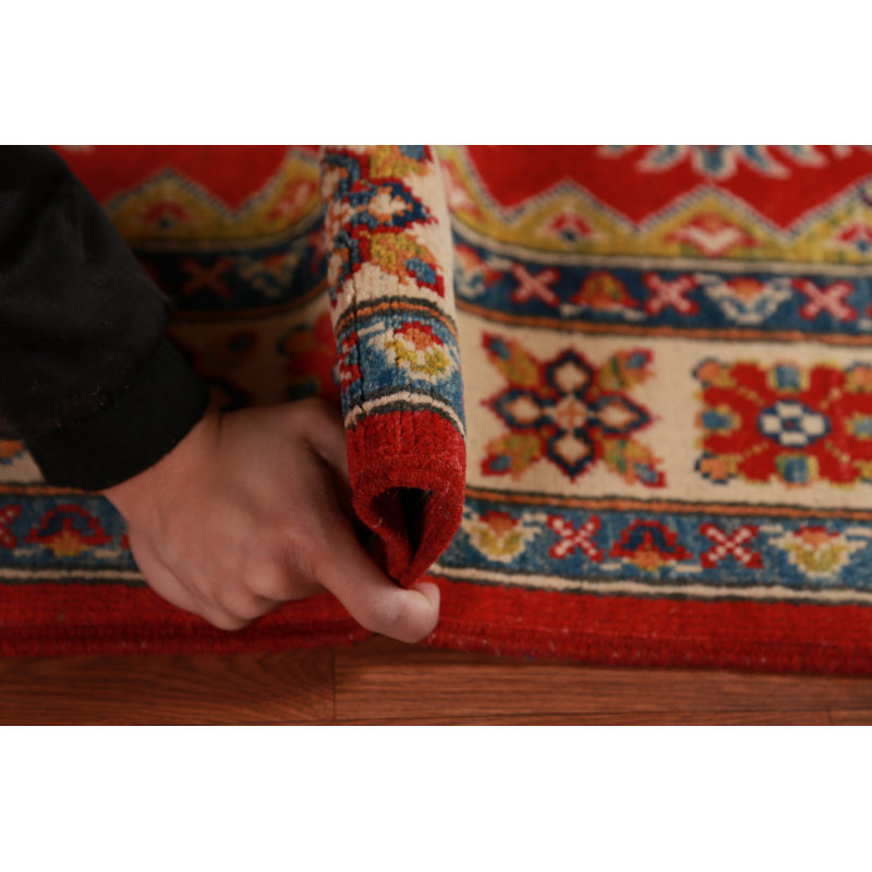 Tapis rouge fait à la main Kazak 3 x 4