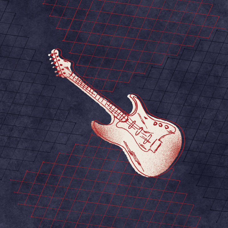 Guitare à bascule, Non, Toile tendue, H 12 po x l 12 po