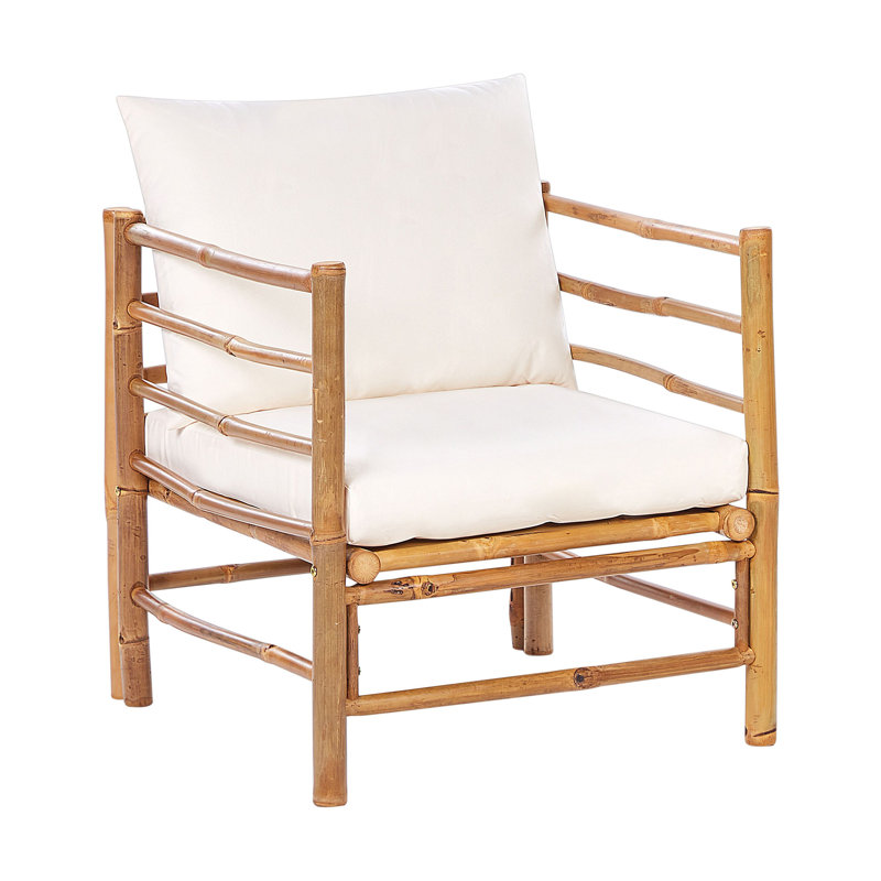 CERRETO Wood Outdoor Lounge Chair, Off White
