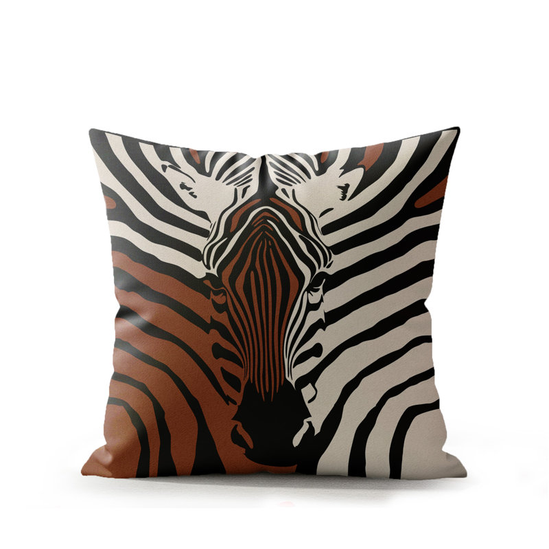Coussin d'intérieur Salie Zebra, Bois de braise, 16 po x 16 po