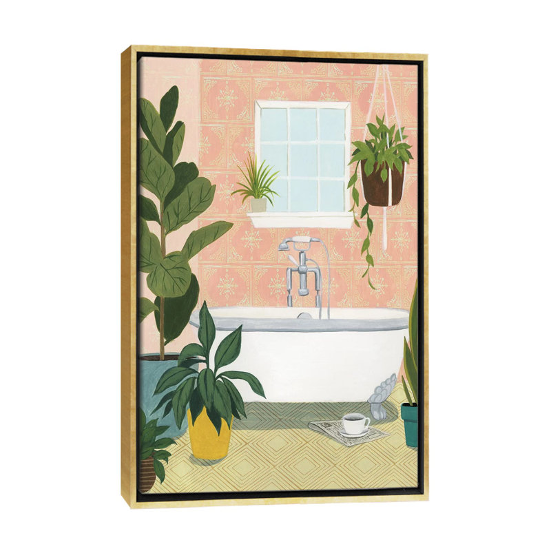 « Baignoire oasis II » par Grace Popp-impression d’art graphique, Toile encadrée d'or, Pas de tapis