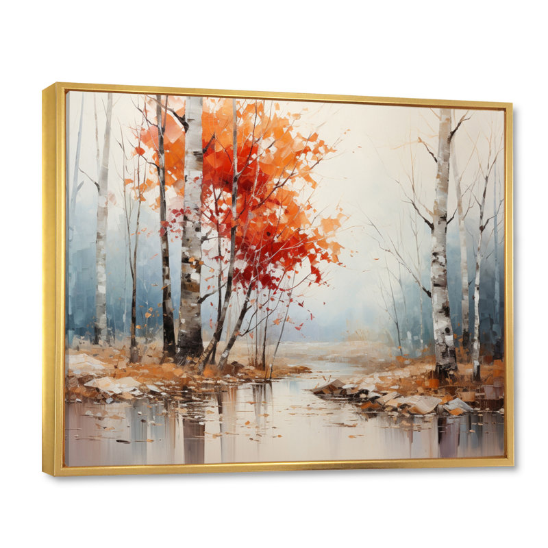 «Canada Orange Autumn Symphony VII», reproduction sur toile, Cadre flottant doré, H 12 po x l 20 po