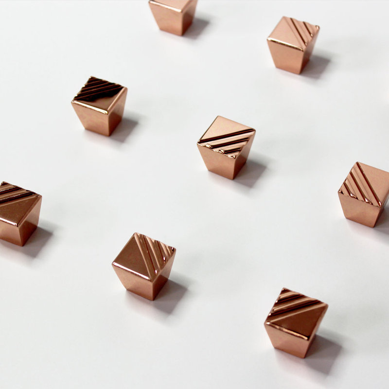 Pyramid Square Knob, Brushed Copper