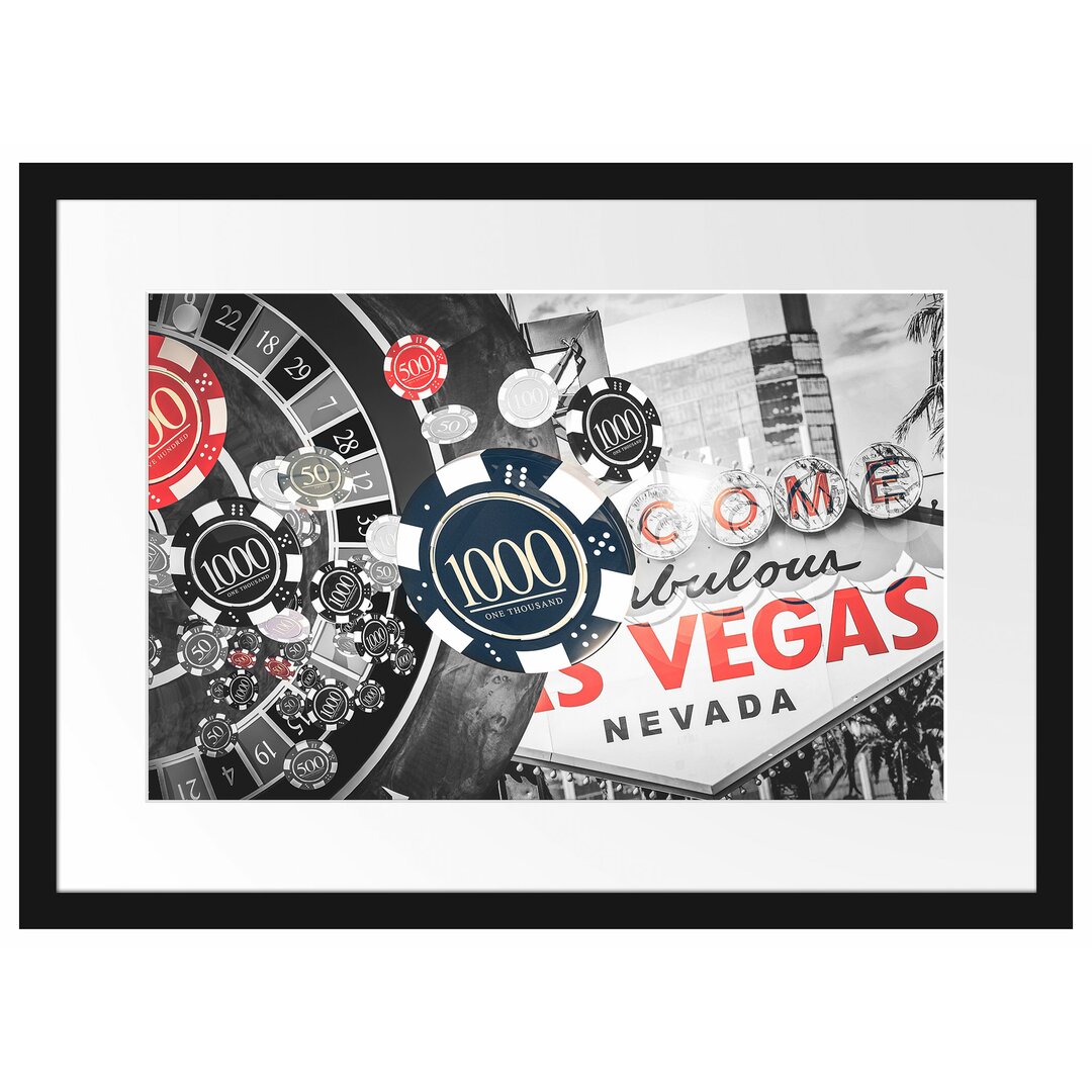 Gerahmtes Poster Las Vegas Casino Roulette