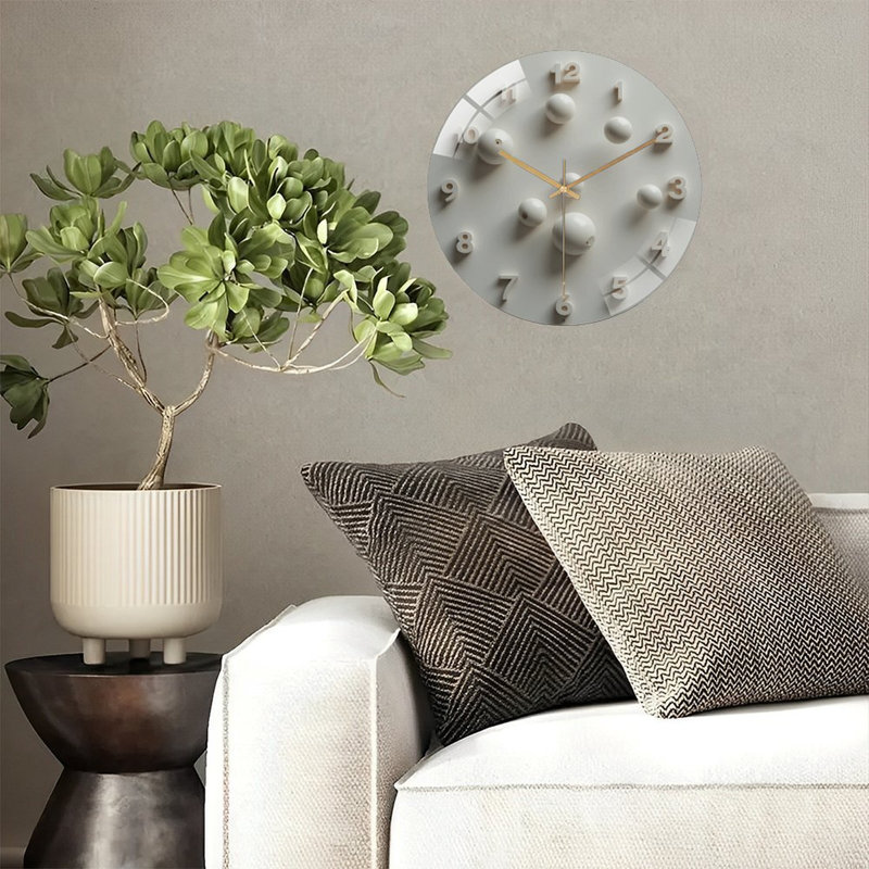 Horloge murale moderne minimaliste avec éléments d'art en 2 dimensions - horloge murale en verre 12 po
