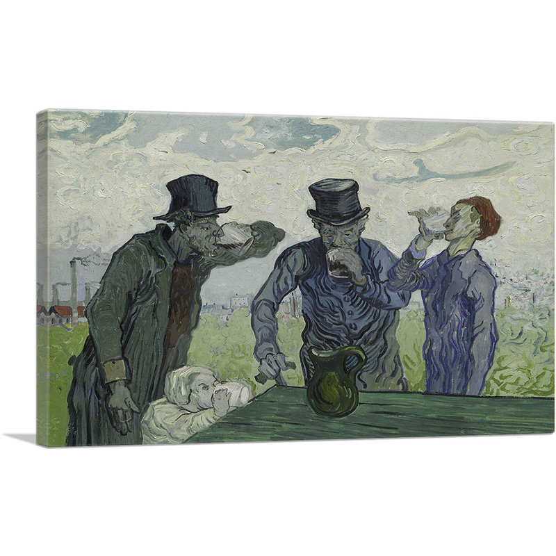 The Drinkers 1890 - reproduction d'art, H 18 po x l 26 po x P 1,5 po