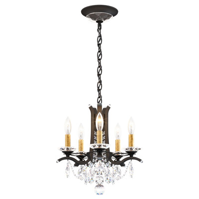 Vesca 5 Light 15in x 15in Pendant in Black with Clear Heritage Handcut Crystals