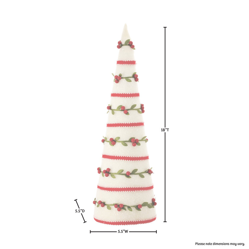 Berry Vine Frosted Cone Tree, White Red