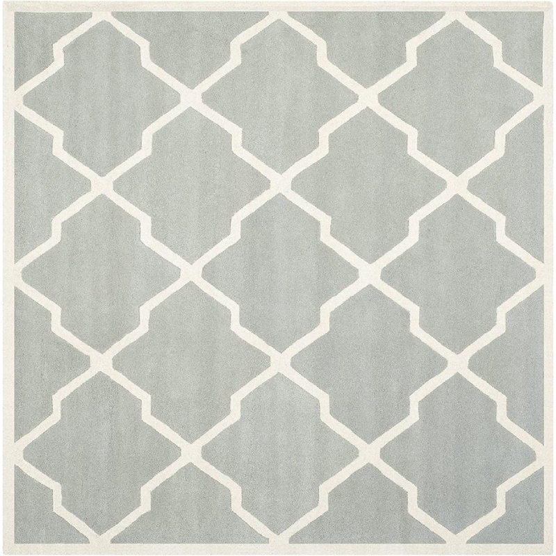 Carolene Hand Tufted Wool Geometric Rug, Square 7'