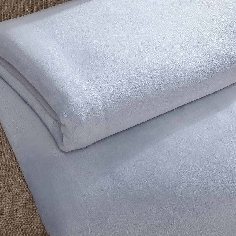 Calvin Klein Core Plush Solid Reversible Blanket, Queen, Light Blue