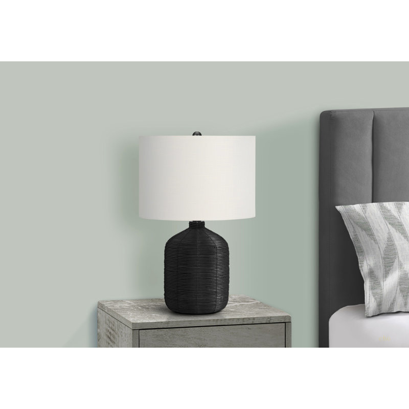 Lighting, 23"H, Table Lamp, Rattan, Shade, Modern, Black
