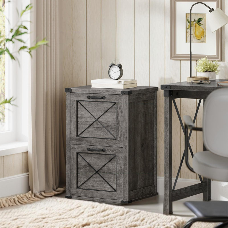 2-Drawer Filing Cabinet and Printer Stand, Misty Gray