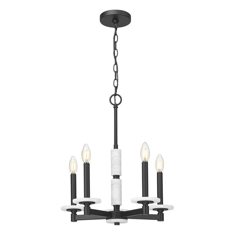 Lustre moderne Kaden, H 20,5 po x l 18 po x P 18 po, 5 lumières, Noir mat