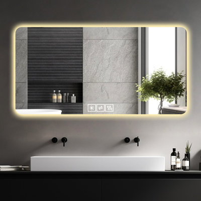 Miroir de salle de bain 28 po x 60 po, réglable en trois couleurs, longue durée de vie, luminosité réglable, un