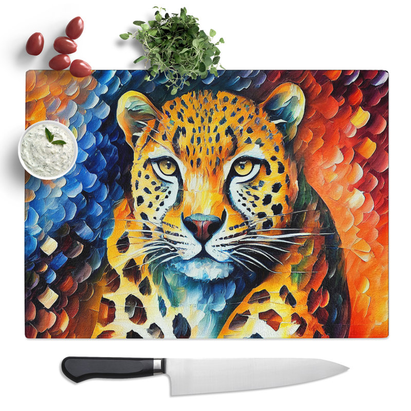 Leopard Painting Vol.4 Abstract  Glass Chopping Board