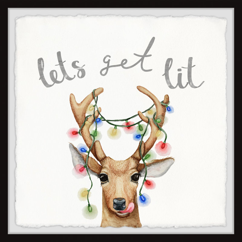 Light-up Antlers - Single Picture Frame Print, 30cm H x 30cm W x 3.81cm D