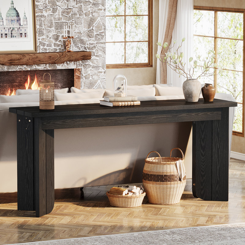 Ezekeial 70.9" Console Table Farmhouse for Living Room, Hallway, Foyer, Black
