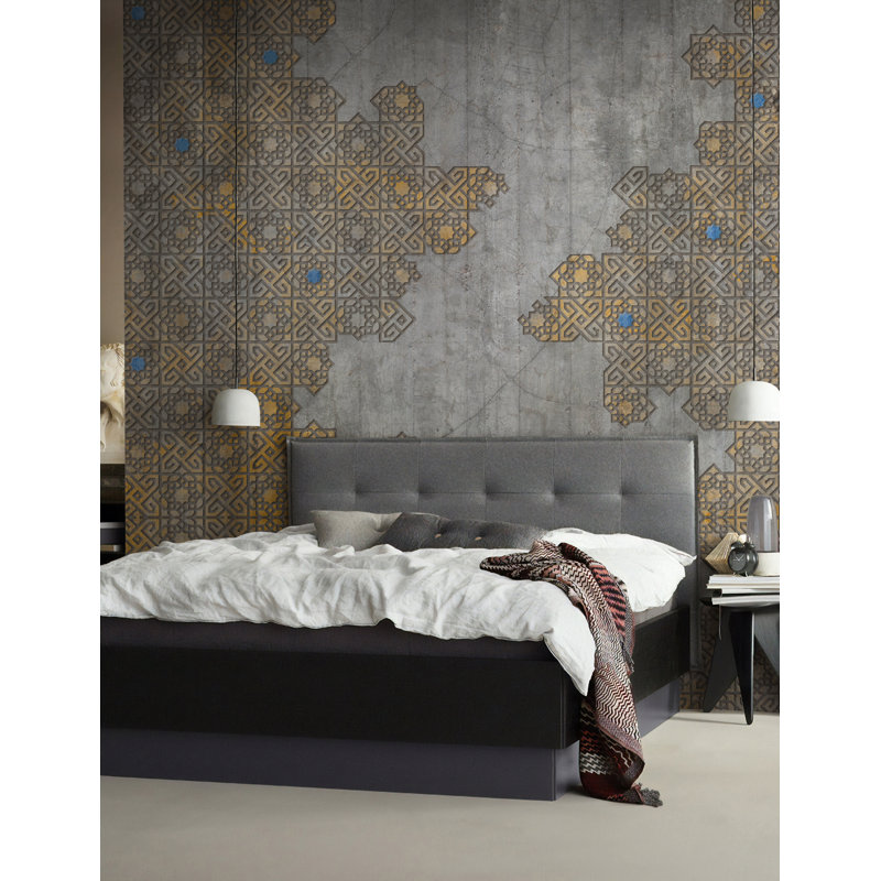 Papier peint amovible à motif de carreaux géométriques brun, L 9 po x l 15 po