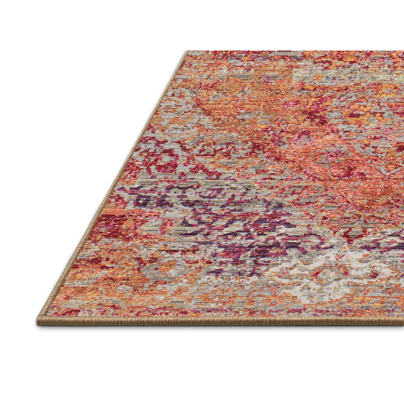 Tapis contemporain rouge / brun, Rectangle 7 pi x 9 pi