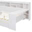 Lit de jour double en bois avec tablettes de rangement, lit multifonctionnel avec deux tiroirs de rangement et bureau d'étude, blanc antique