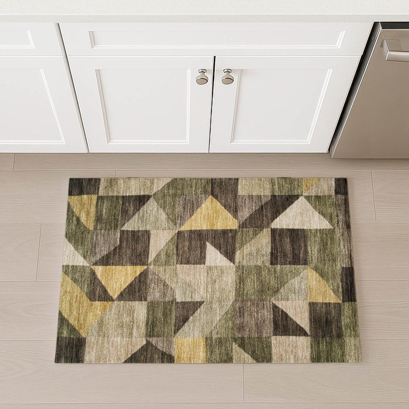 Machine Washable Indoor/Outdoor Jozwiak ACN2373 Geometric Rug, Rectangle 1'8" x 2'6"