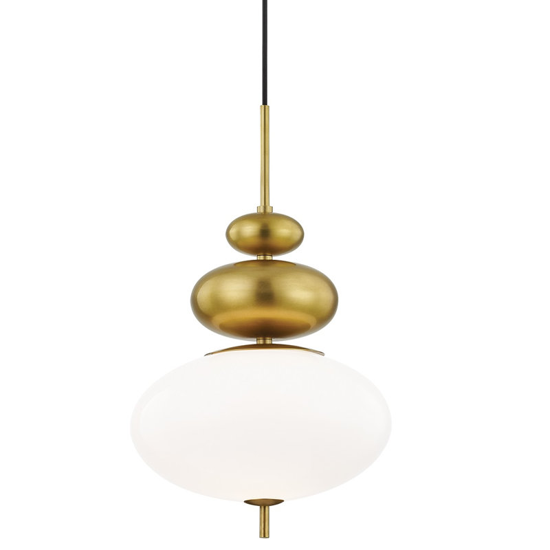 1 - Light Single Pendant, Aged Brass