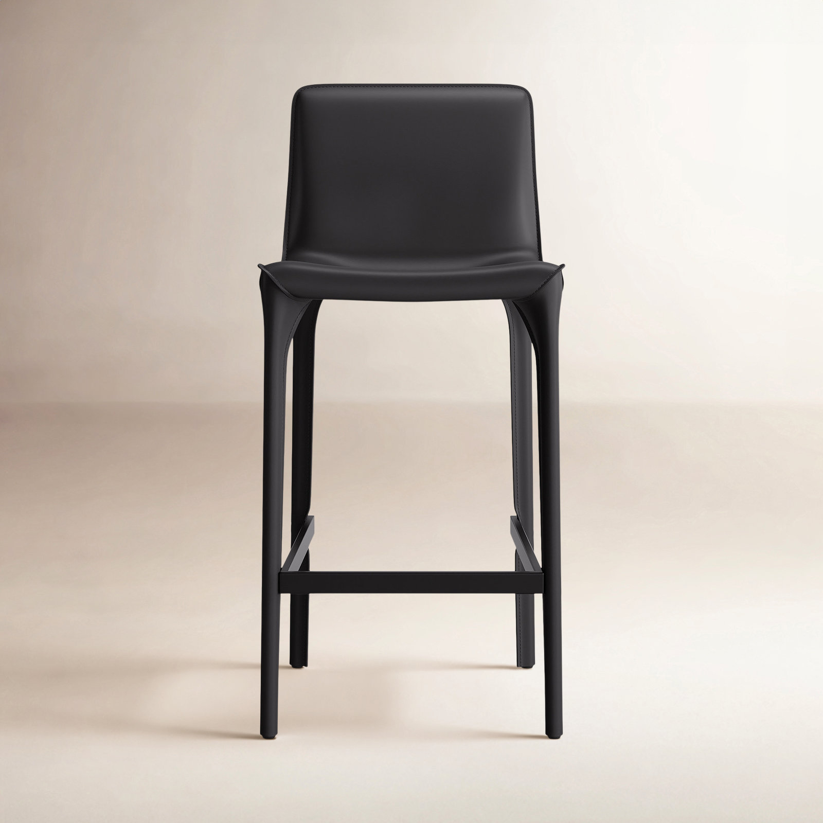 Vannes Vegan Leather Barstool, Black, 3