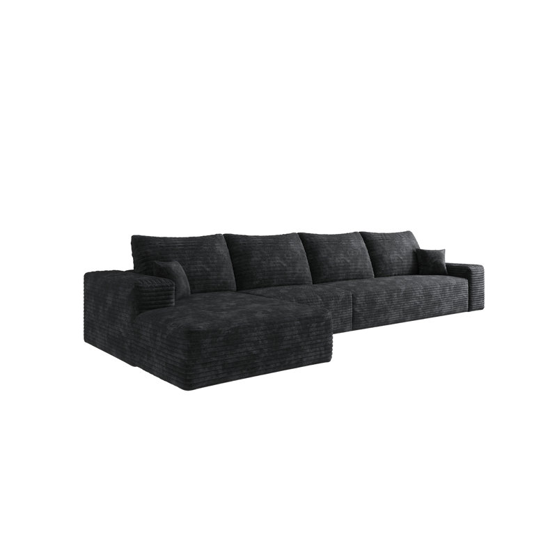 Canapé modulaire en forme de L de 135 po avec méridienne en forme de L, canapé modulaire moderne avec assise profonde, canapé rembourré, aucun assemblage requis (tissu en velours côtelé moelleux)