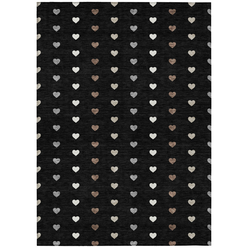 Machine Washable Indoor/Outdoor Chantille ACN2510 Kids Rug, Rectangle 8' x 10', Black