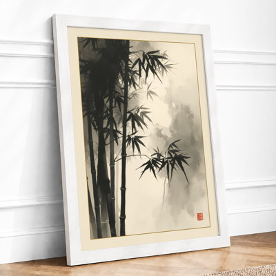 Bamboo in Mist Japandi - Framed Print
