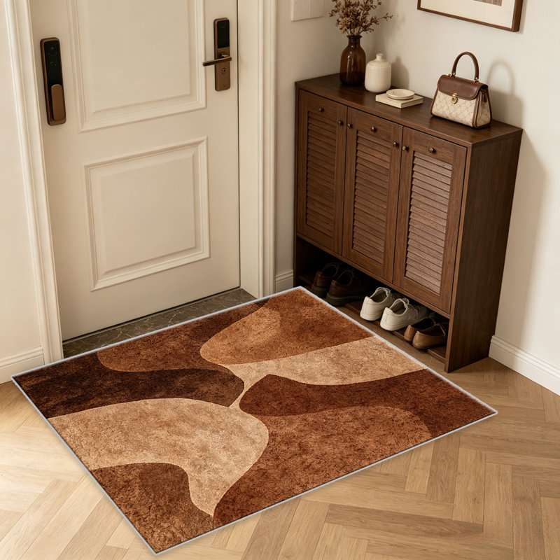 Brown Beige Abstract Wave carpet-easy to clean, machine-washable, soft and comfortable; suitable for door mats, kitchens, living rooms, bedrooms, corridors, and laundry areas. Easy to clean, durable carpet for home decoration.