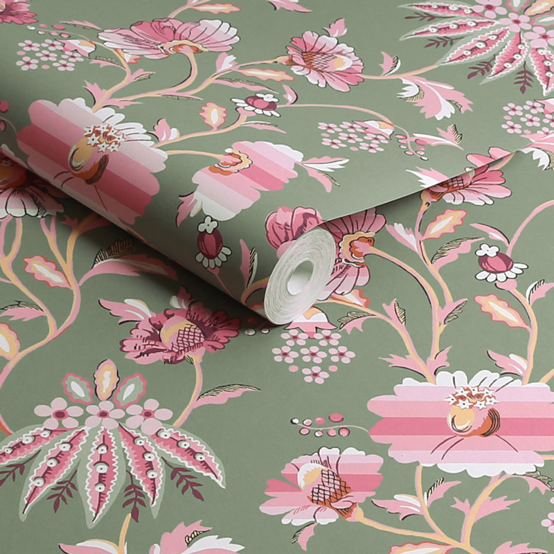 Cath Kidston Friendship Garden Floral Wallpaper, Green