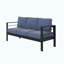 Ensemble de conversation de patio 3 pièces en aluminium 3 pièces, canapé d'extérieur 5 places avec coussins bleus épais et structure noire et table basse-2085668046-2085668042