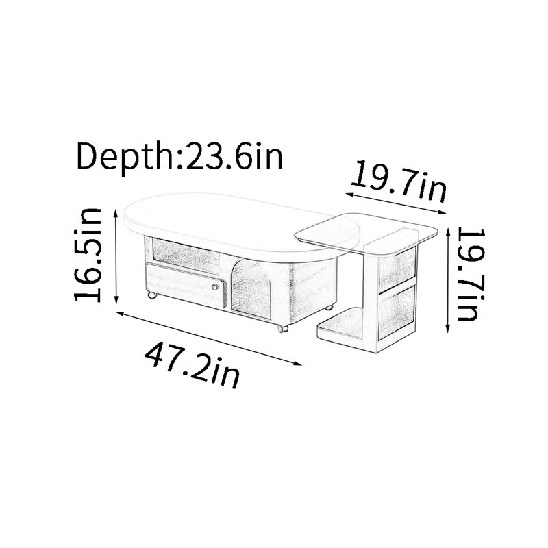 Ensemble de tables basses portatives, H 16,5 po x L 47,2 po x l 23,6 po