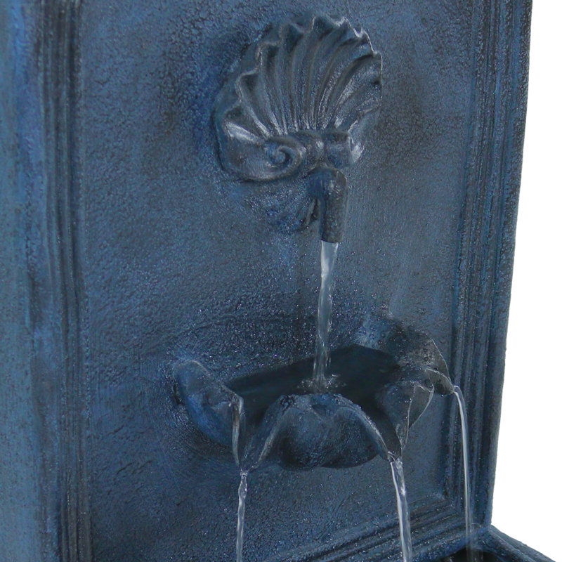 Fontaine murale solaire en polystone résistante aux intempéries Seaside - Plomb, Gris foncé