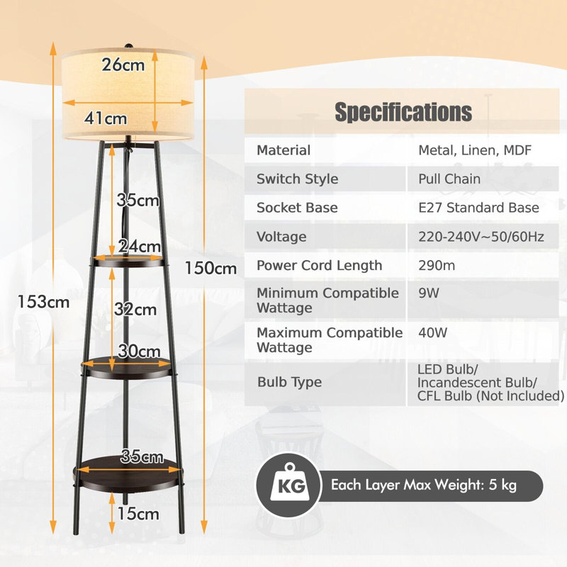 153cm Tripod Floor Lamp