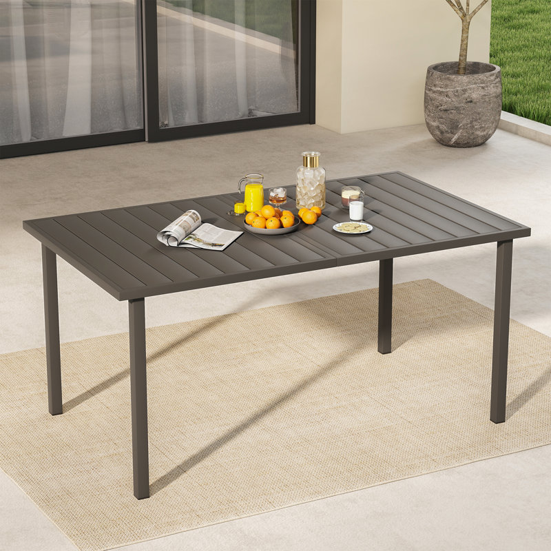 Table de salle à manger d'extérieur Zestversa, H 28,3 po x l 59,8 po x P 35 po, Taupe