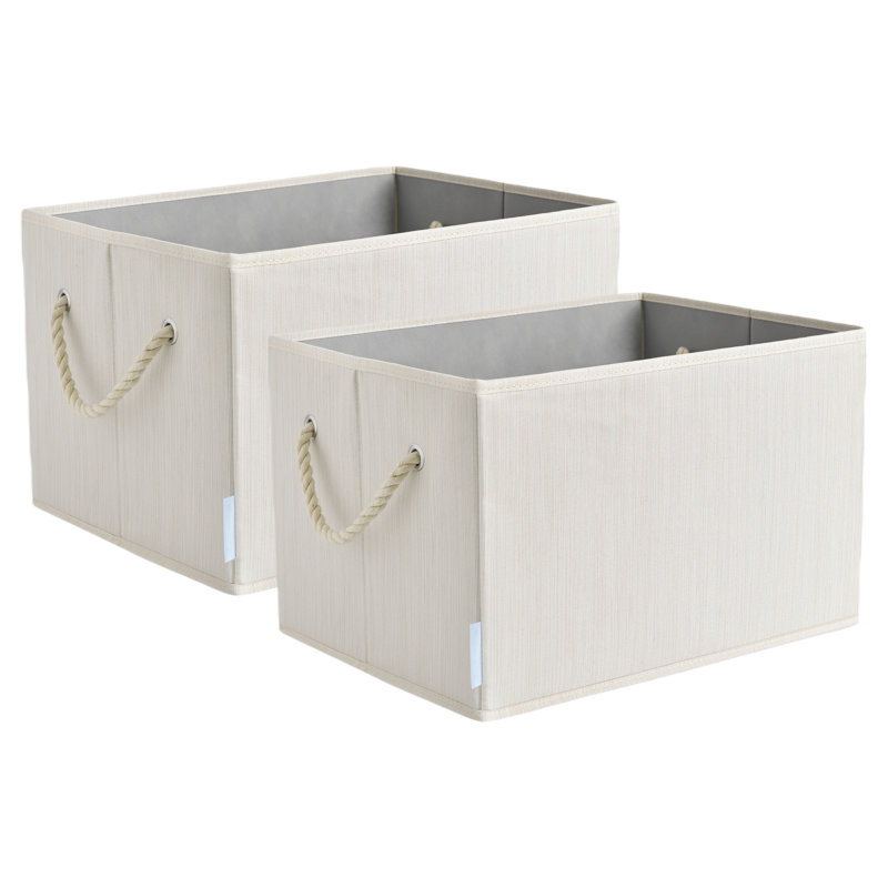 Boîte de rangement pliable pour l'organisation, paquet de 2, H 8,27 po x l 14,76 po x P 10,24 po, Ivoire ivoire
