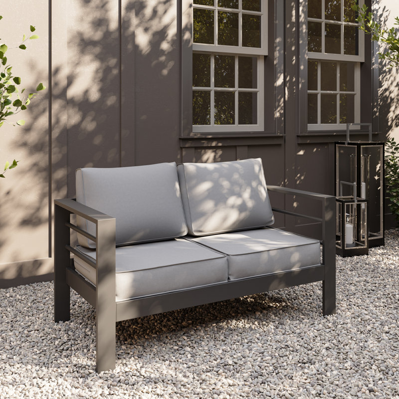 Causeuse d'extérieur en aluminium, Gris, Gris clair