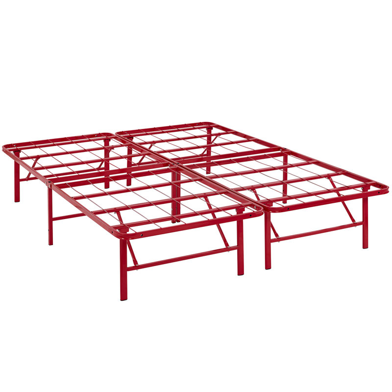 Modway Horizon Stainless Steel Bed Frame, Red, Queen