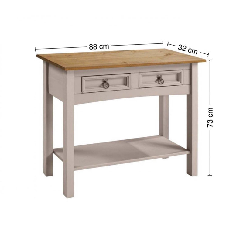 Annam Solid Wood Console Table, 73cm H x 88cm W x 32cm D, Grey