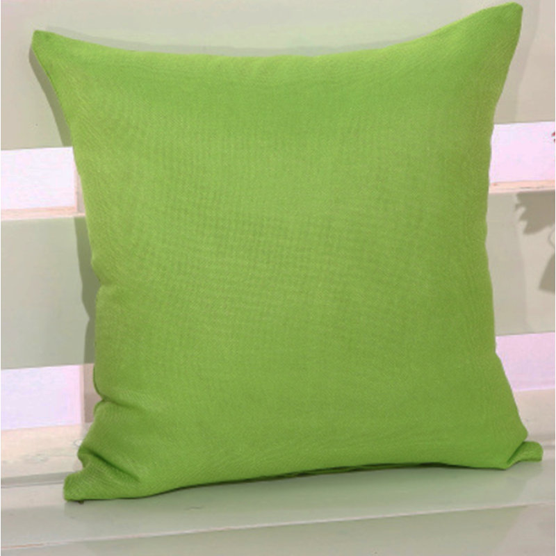 (Covers With Inserts) Pack of 2 plain fabric texture Pillows, Lime Green