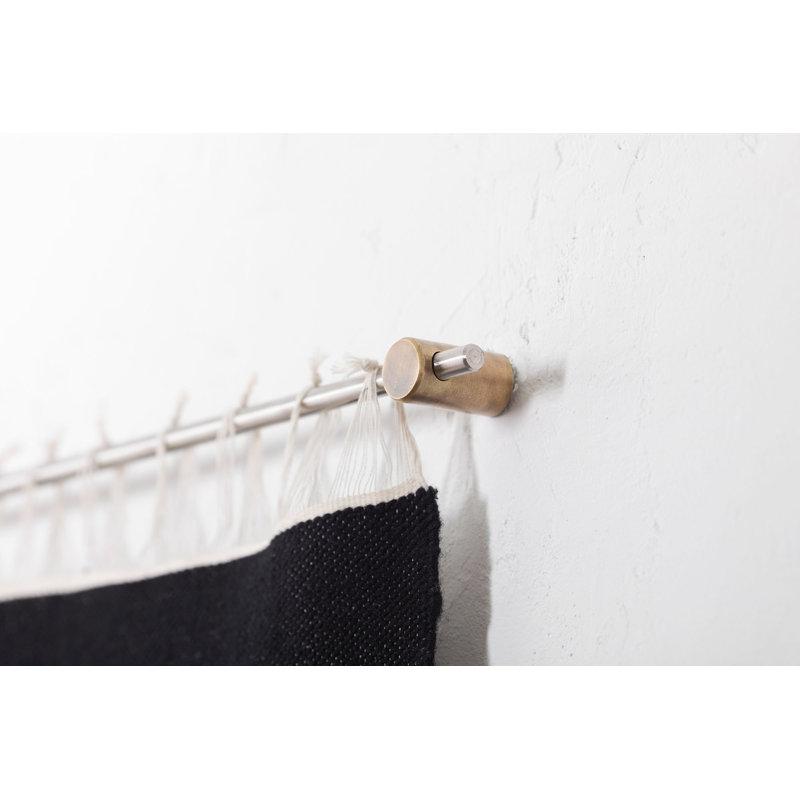 Llama Sheep Wool Handwoven Tapestry, Aged Bronze Wall Mount, Terracota, White